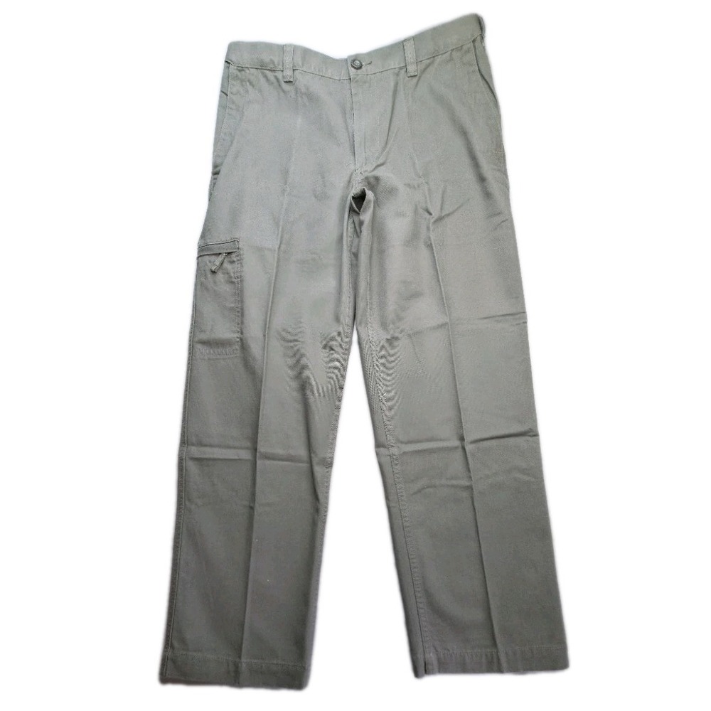 Dockers D3 Classic Fit Cargo Pants Men 34x30 Green 100% Cotton Flat Front